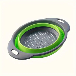 Zelený skládací silikonový cedník